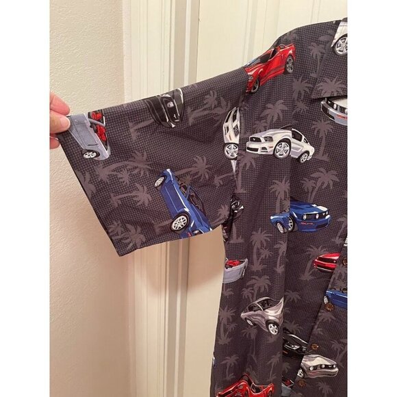 David Carey Originals Mustang Print Button-Up Short Sleeve Shirt Men's sz XL blk - Picture 11 of 14